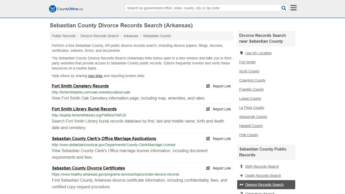 Sebastian County Divorce Records Search (Arkansas) - County Office