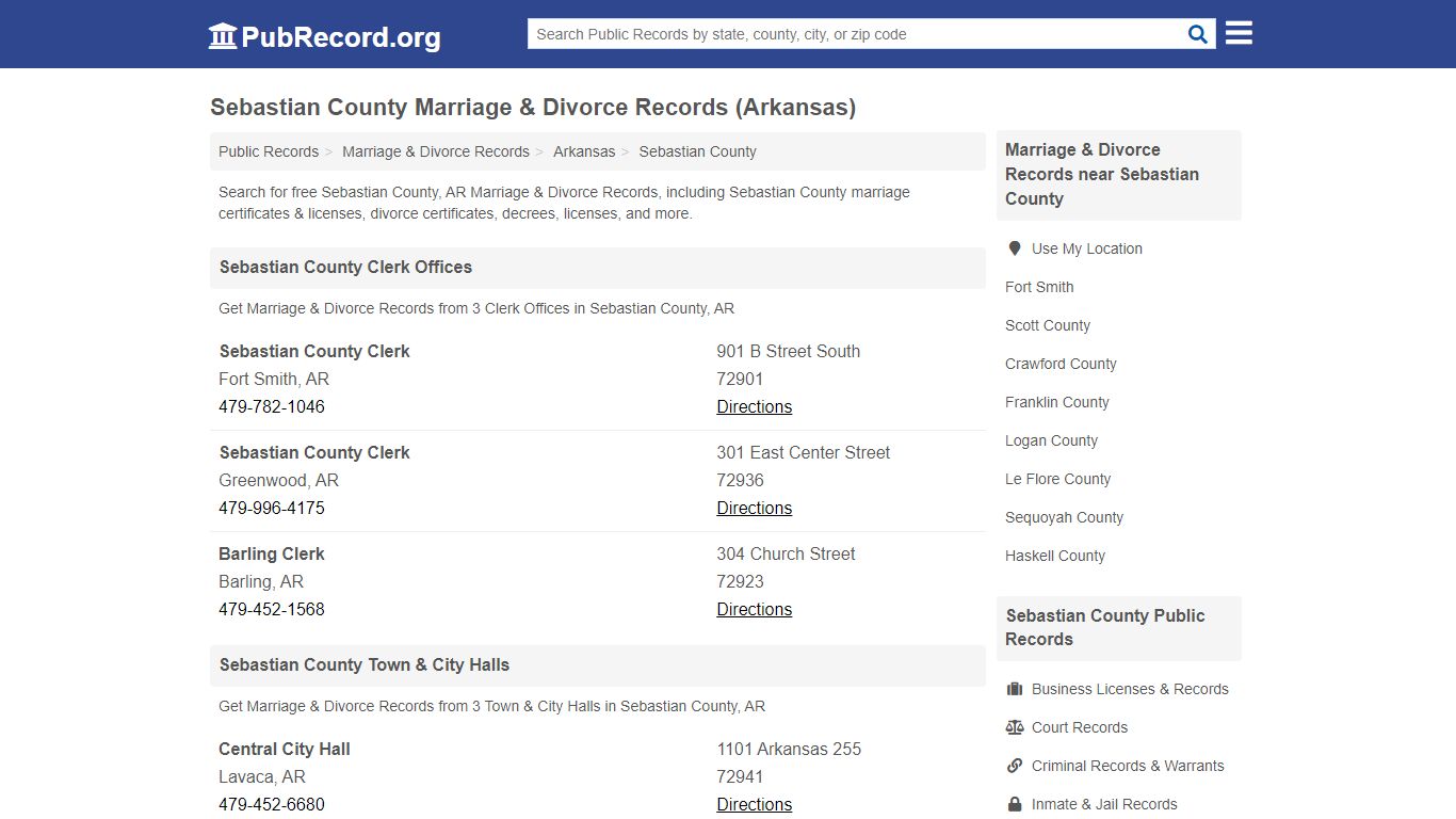Sebastian County Marriage & Divorce Records (Arkansas)