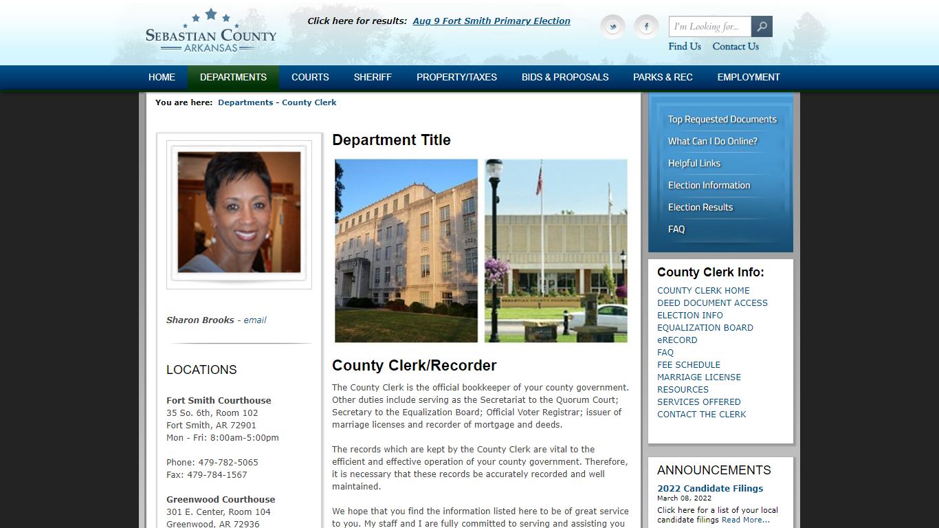 Sebastian County Government > Departments > County Clerk